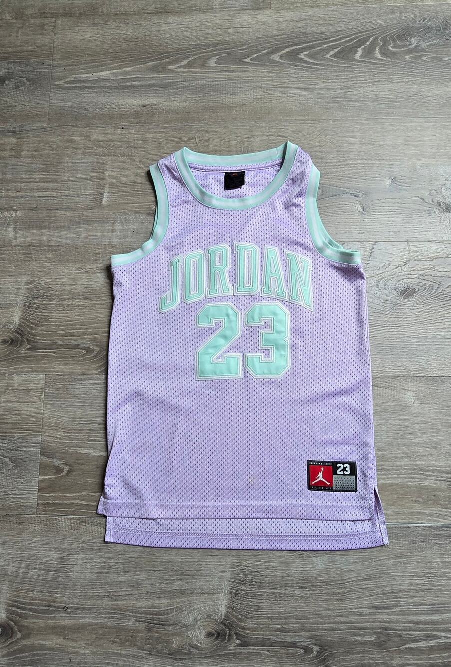 Jordan Kids 23 Basketball Jersey Lavender Mint Size 10-12